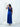 Back view of the Center Dress in navy, cut to a deep V between wide shoulder straps.